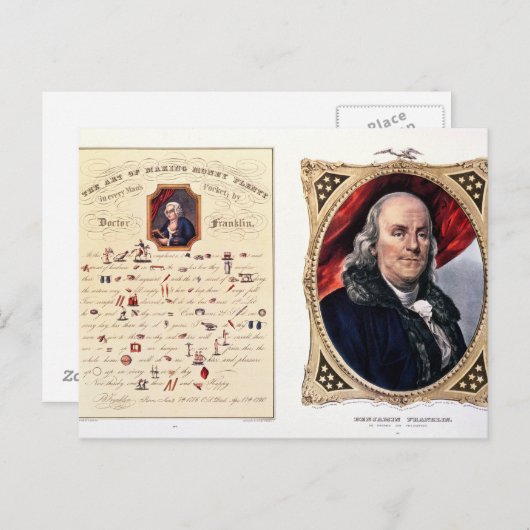 Benjamin Franklin 1847 Briefkaart (Voorkant / Achterkant)