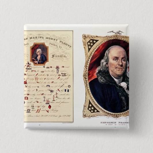 Benjamin Franklin 1847 Vierkante Button 5,1 Cm (Voorkant)