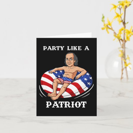 Benjamin Franklin 4th Of July USA Patriot Fun Kaart (Gele Bloem)