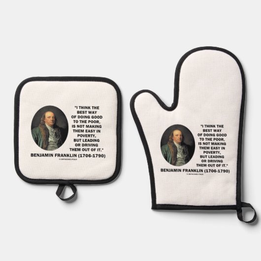 Benjamin Franklin Beste manier om goed te doen Arm Ovenwant & Pannenlap Set (Voorkant)