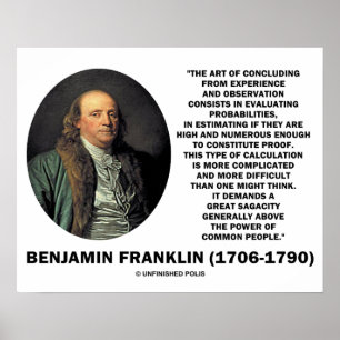 Benjamin Franklin bij het evalueren van kansen Cit Poster