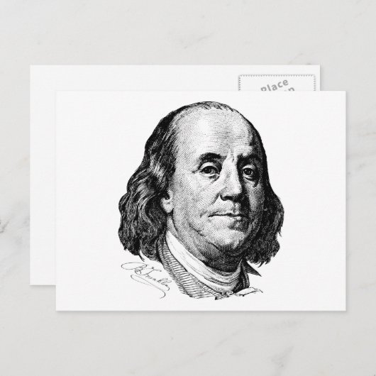 Benjamin Franklin Briefkaart (Voorkant / Achterkant)