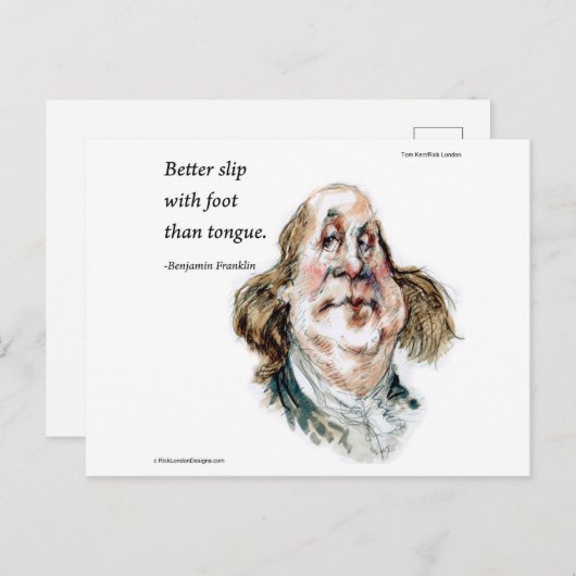 Benjamin Franklin Caricature & Quote Briefkaart (Voorkant / Achterkant)