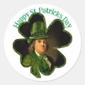 Benjamin Franklin Clover St. Patrick's Dag Ronde Sticker (Voorkant)