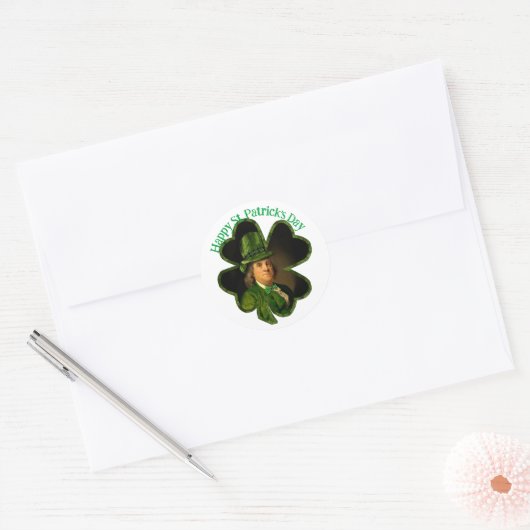 Benjamin Franklin Clover St. Patrick's Dag Ronde Sticker (Envelop)