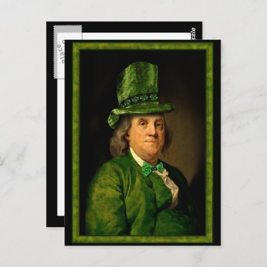 Benjamin Franklin Clover St Patrick's Day Briefkaart (Voorkant / Achterkant)