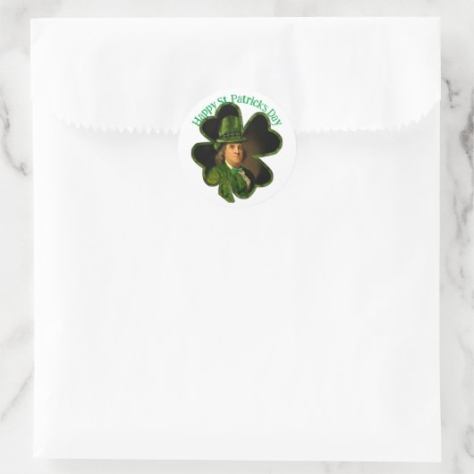 Benjamin Franklin Clover St Patrick's Day Ronde Sticker (Tas)