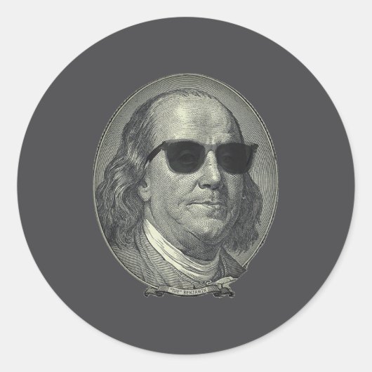 Benjamin Franklin De Benjamin Het draait allemaal Ronde Sticker (Voorkant)
