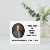 Benjamin Franklin deed het beter dan goed gezegd Briefkaart (Staand voorkant)