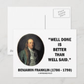 Benjamin Franklin deed het beter dan goed gezegd Briefkaart (Voorkant / Achterkant)