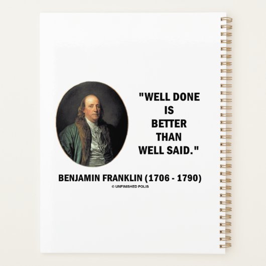 Benjamin Franklin deed het beter dan goed gezegd Planner (Achterkant)
