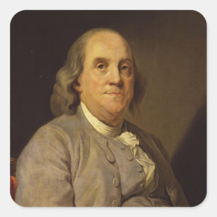 Benjamin Franklin door Joseph Siffred Duplessis Vierkante Sticker