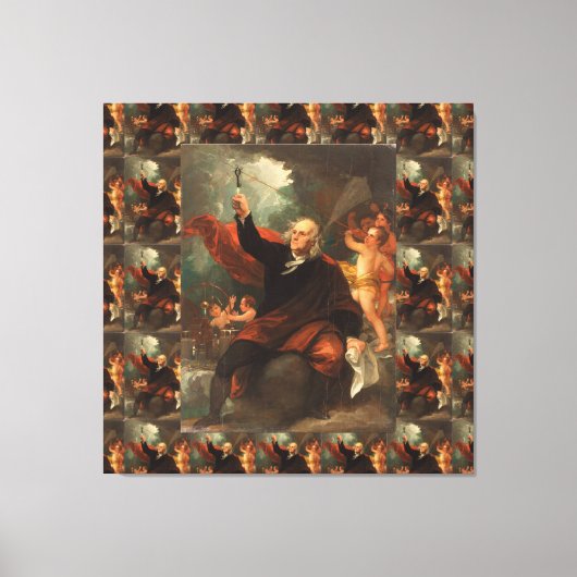 Benjamin Franklin Drawing Electricity uit Sky Canvas Afdruk (Voorkant)