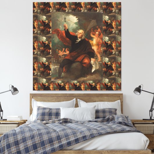Benjamin Franklin Drawing Electricity uit Sky Canvas Afdruk (Insitu (Slaapkamer))