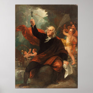 Benjamin Franklin Drawing Electricity uit Sky Poster