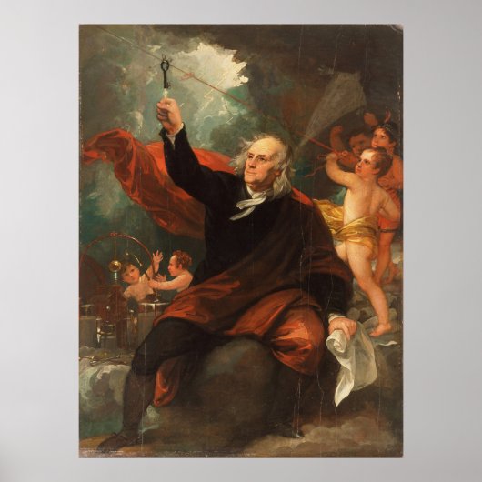 Benjamin Franklin Drawing Electricity uit Sky Poster (Voorkant)