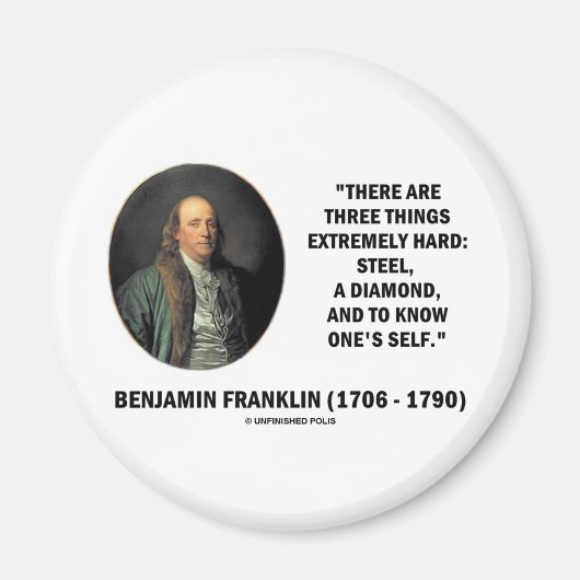 Benjamin Franklin Drie dingen extreem hard Magneet (Voorkant)