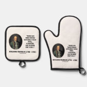 Benjamin Franklin Drie Extreem Moeilijke Dingen Ovenwant & Pannenlap Set (Voorkant)