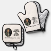 Benjamin Franklin Drie Extreem Moeilijke Dingen Ovenwant & Pannenlap Set (Voorkant / Achterkant)