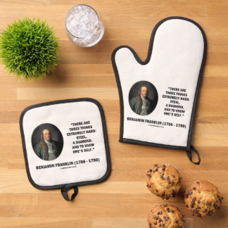 Benjamin Franklin Drie Extreem Moeilijke Dingen Ovenwant & Pannenlap Set
