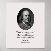Benjamin Franklin en citaat over bier Poster (Voorkant)