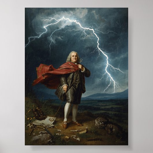 Benjamin Franklin en het Lightning Experiment 1752 Poster (Voorkant)