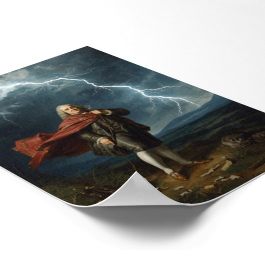 Benjamin Franklin en het Lightning Experiment 1752 Poster (Hoek)