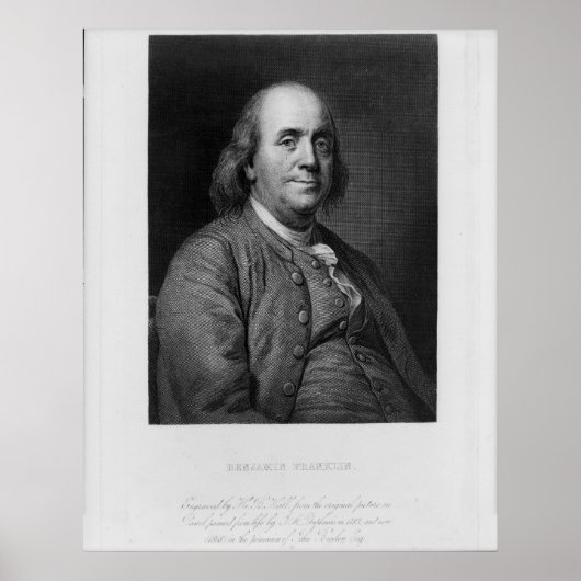 BENJAMIN FRANKLIN Engraving by H.B. Hall Poster (Voorkant)