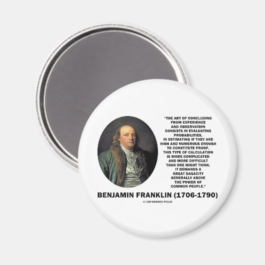 Benjamin Franklin Evaluating Probabilities Quote Magneet (Voorkant / Achterkant)