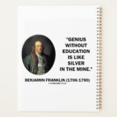Benjamin Franklin Genius zonder Opleidingscitaat Planner (Achterkant)