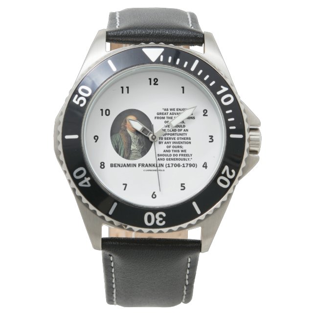 Benjamin Franklin Grote Voordelen Uitvinding Quote Horloge (Voorkant)