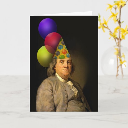 Benjamin Franklin Happy Birthday Kaart (Gele Bloem)