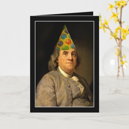 Benjamin Franklin Happy Birthday Kaart (Gele Bloem)