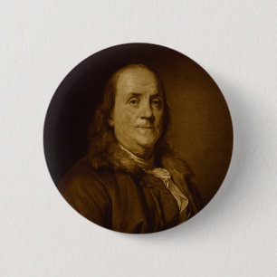 Benjamin Franklin Head en Shoulders Portrait Ronde Button 5,7 Cm