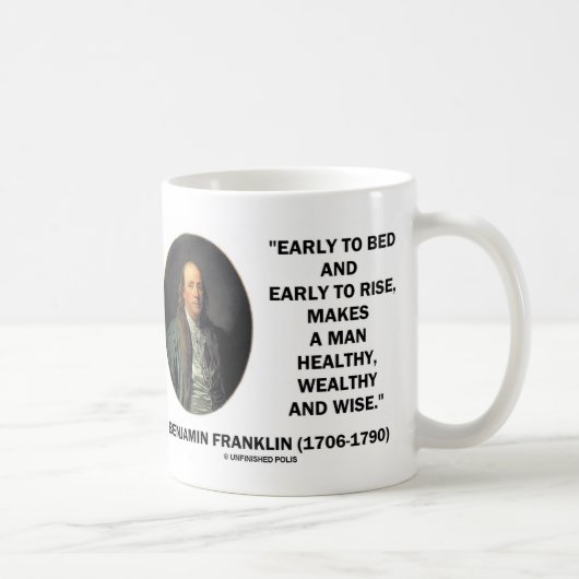 Benjamin Franklin Healthy Wealthy Wise Quote Koffiemok (Rechts)