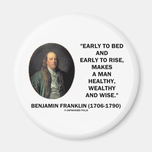 Benjamin Franklin Healthy Wealthy Wise Quote Magneet (Voorkant)