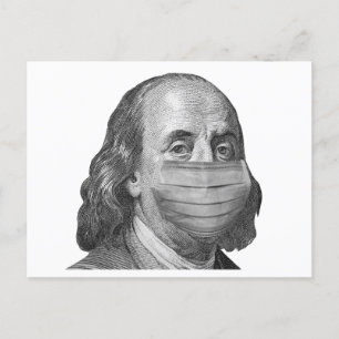 Benjamin Franklin in masker Briefkaart