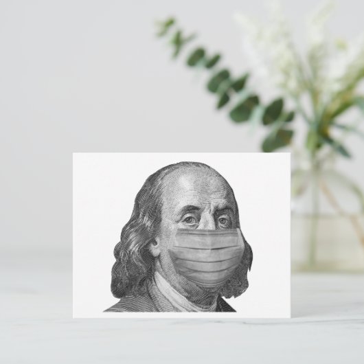 Benjamin Franklin in masker Briefkaart (Staand voorkant)