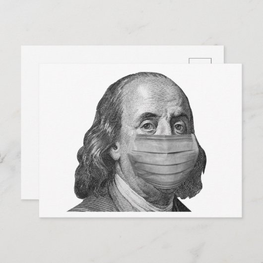 Benjamin Franklin in masker Briefkaart (Voorkant / Achterkant)