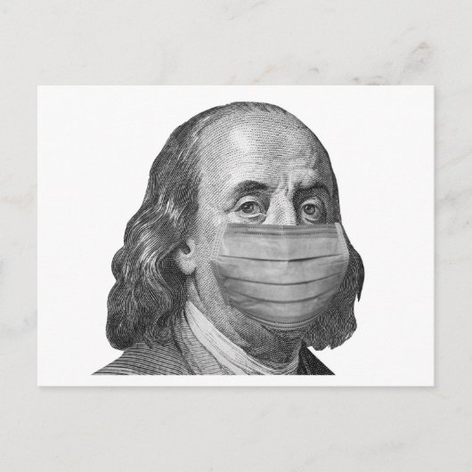Benjamin Franklin in masker Briefkaart (Voorkant)