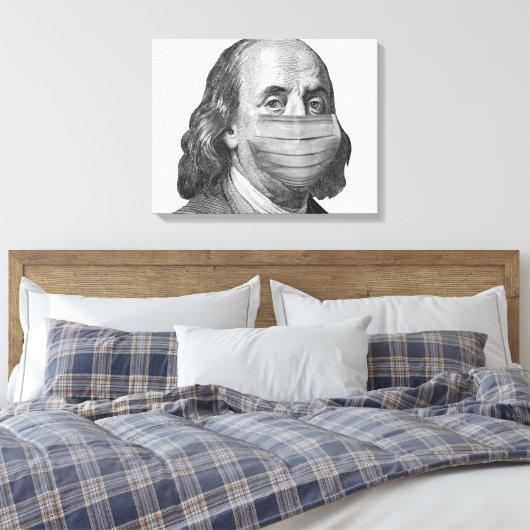 Benjamin Franklin in masker Canvas Afdruk (Insitu (Slaapkamer))