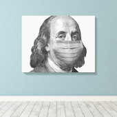 Benjamin Franklin in masker Canvas Afdruk (Insitu (Houten vloer))