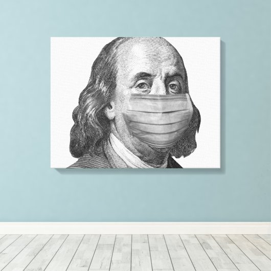 Benjamin Franklin in masker Canvas Afdruk (Insitu (Houten vloer))