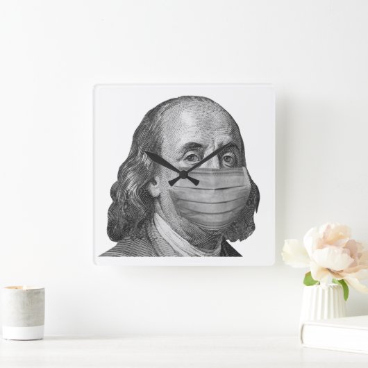 Benjamin Franklin in masker Vierkante Klok (Huis)