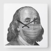 Benjamin Franklin in masker Vierkante Klok (Voorkant)