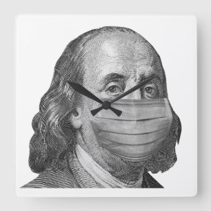 Benjamin Franklin in masker Vierkante Klok