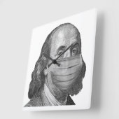 Benjamin Franklin in masker Vierkante Klok (Hoek)