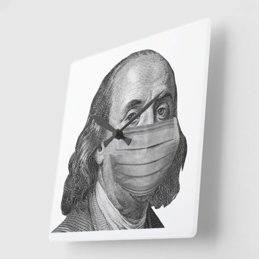 Benjamin Franklin in masker Vierkante Klok (Hoek)