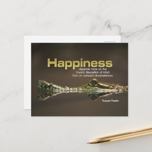 Benjamin Franklin Inspirerend Quote "Happiness" Briefkaart (Voorkant / Achterkant in situ)