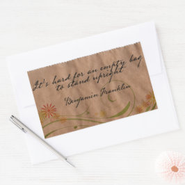 Benjamin Franklin Inspirerend Quote "Lege Tas" Rechthoekige Sticker